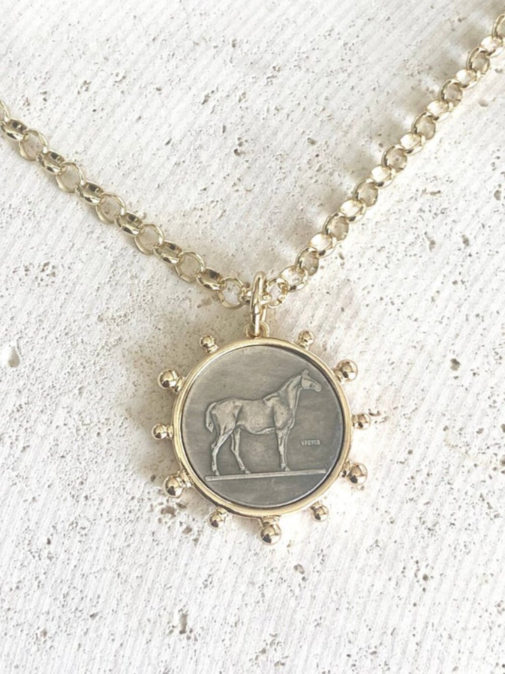 Legacy Horse Coin Pendant Gold Plated Necklace